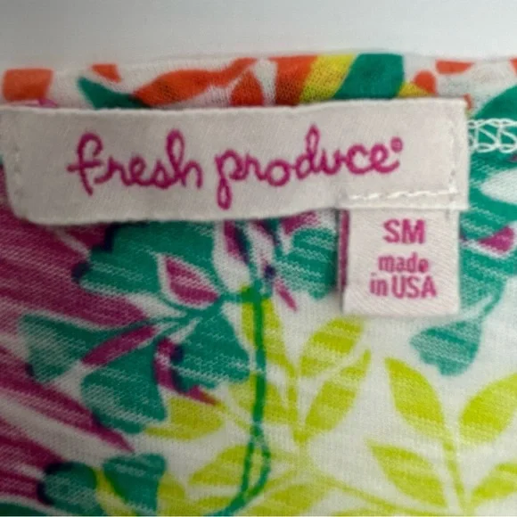 Fresh Produce Tropical Leaf Print Tunic Top Women’s S Asymmetrical Bottom - Picture 3 of 14